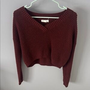 Aeropostale Women's V-Neck Sweater Maroon